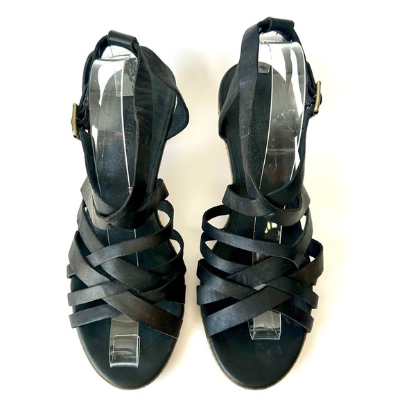 Timberland Earthkeepers Black Leather Strappy Stacked Block Heel Sandals 11 - Picture 4 of 7